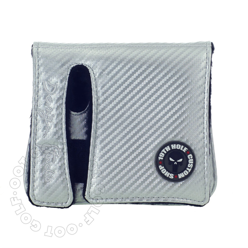 19Th Hole Custom Shop Us Flag Punisher Skull Golf High-Moi Mallet Putter Head Cover, Right Heand, Silver