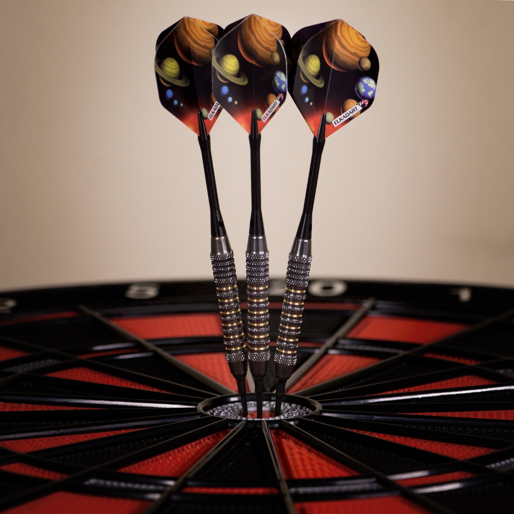 Elkadart Orbital Soft Tip Darts With Storage/Travel Case, Knurled Ringed Barrel, 18 Grams