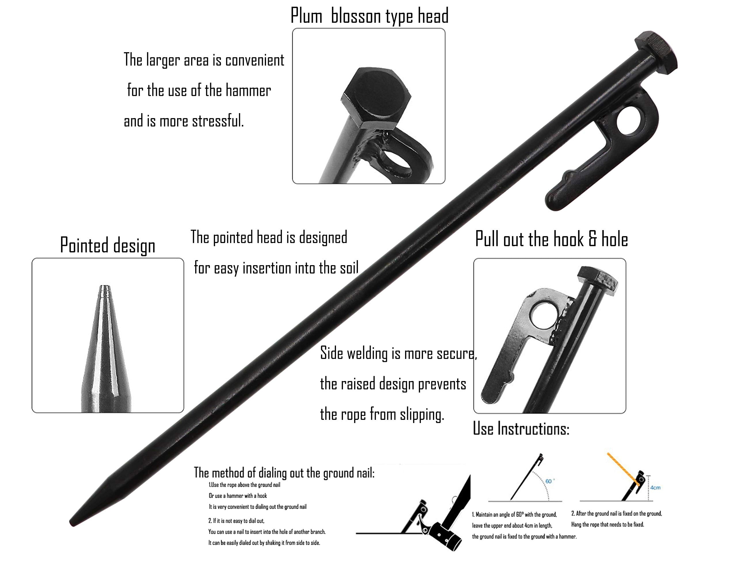 Lby 10Pcs Tent Stakes, 25Cm(9.84) Heavy-Duty Steel Solid Tent Stakes Pegs, Steel System Outdoor Tent Nail Camping Stakes, 45#Ste