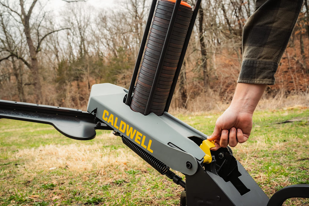 Caldwell Claymore Target Thrower 50 Clay Capacity, 55 Yd Throw with Foot Pedal for Single Person Use - No Electricity Needed