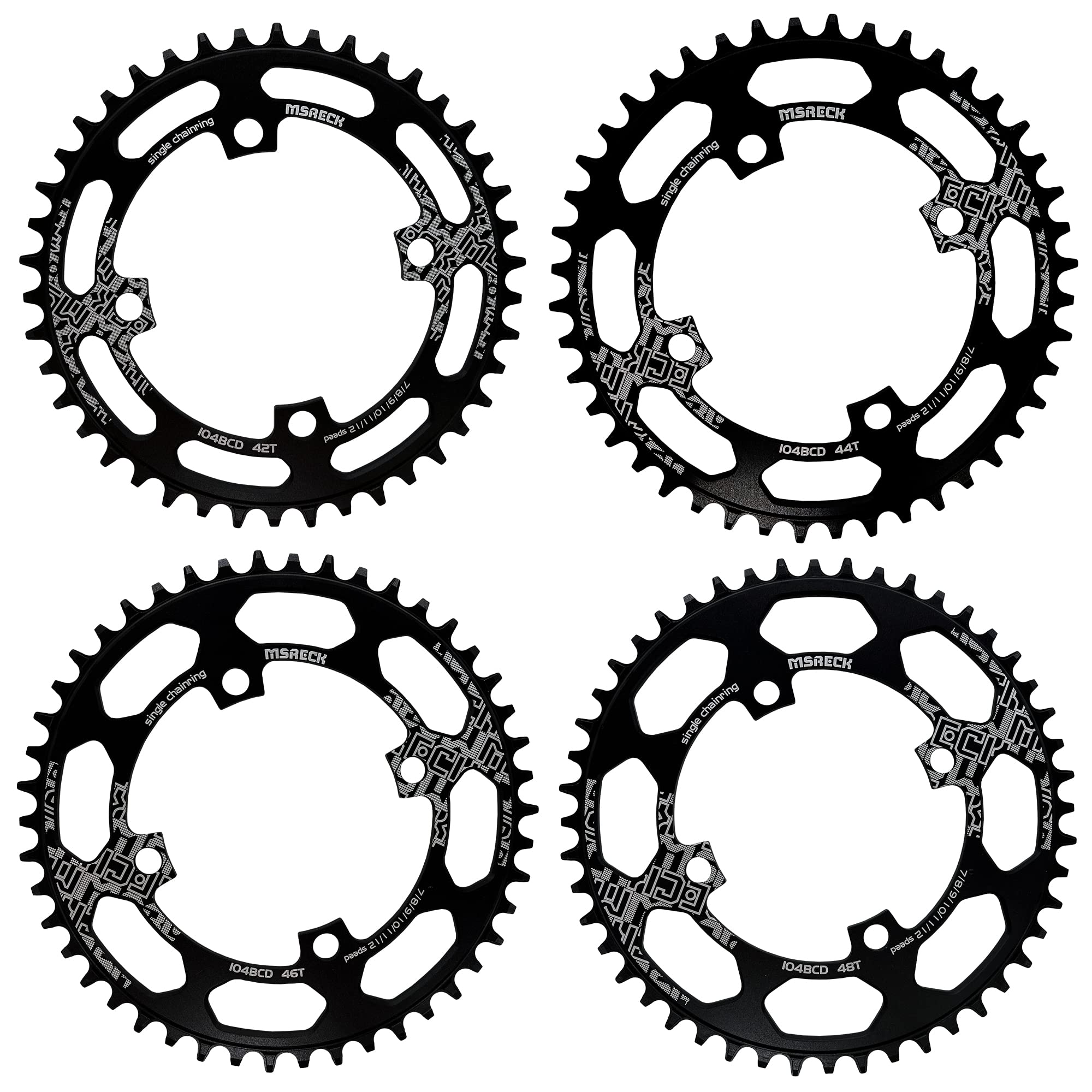 Msreck Round Oval Chainring 104 Bcd 32T 34T 36T 38T 40T 42T 44T 46T 48T 50T 52T Narrow Wide Single Chain Ring For Road Bikes, Mo