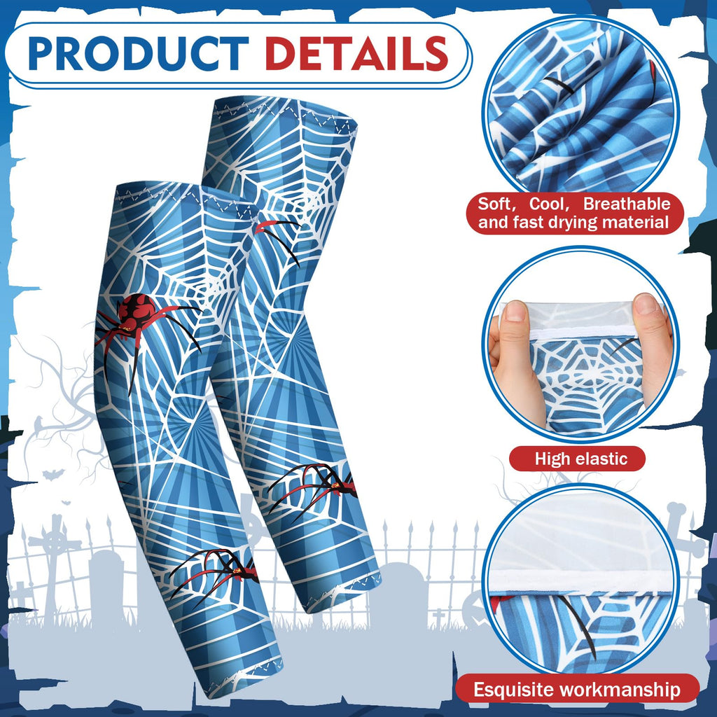 Newcotte 12 Pairs Arm Sleeves For Kids Compression Football Baseball Youth Uv Protection Breathable Cooling Sleeve (Spider,10-14