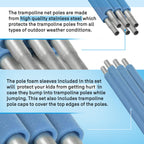 Upper Bounce Trampoline Safety Enclosure Set Including Trampoline Net, 8 Trampoline Poles (With 8 Pole Caps) Trampoline Pole Foa