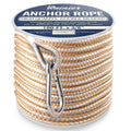 Rainiersupplyco Boat Anchor Rope - Double Braided Marine Rope Anchor Line - 100 Ft X 3/8 Inch Nylon Boating Line With 316 Stainl