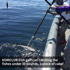Komclub Telescopic Fishing Gaff With Super Sharp Spear Hook Lightweight Hand Fish Gaff With Soft Rubber Nonslip Handle And Lanya