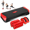 Yes4All 2-in-1 Adjustable Aerobic Stepper with Half Round Legs for Home Workout, Step Exercise & Balance Training - Red