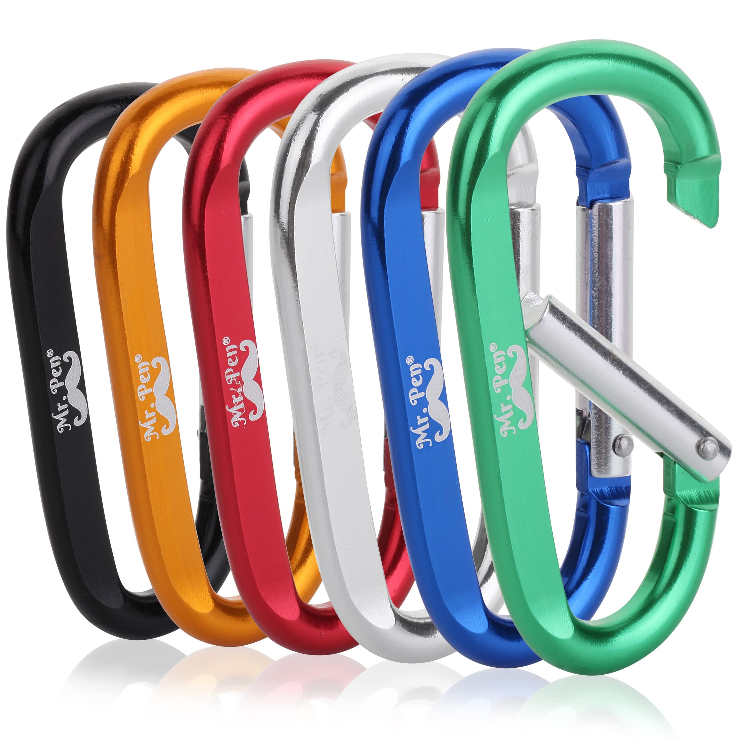 Mr. Pen- Aluminum D Ring Carabiner, 6 Pack, 3 Inch Key Chain Clip, Backpack Clips, Key Hook