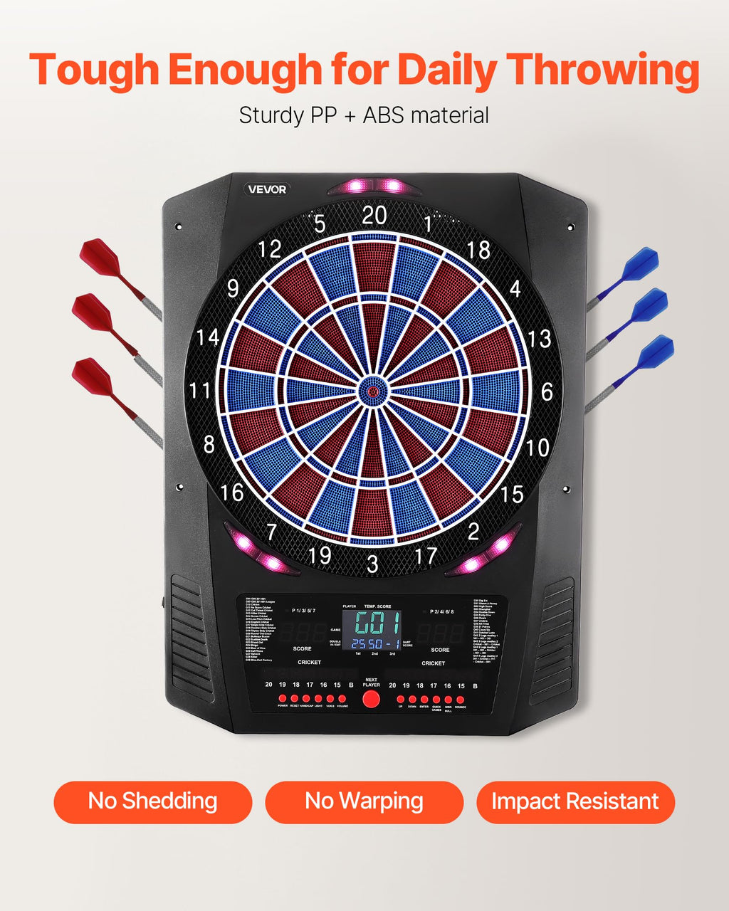 VEVOR Electronic Dart Board, 13.5 Target Dartboard with 45 Games & 474 Variations for Up to 8 Players, 6 Dart Shafts with Flight