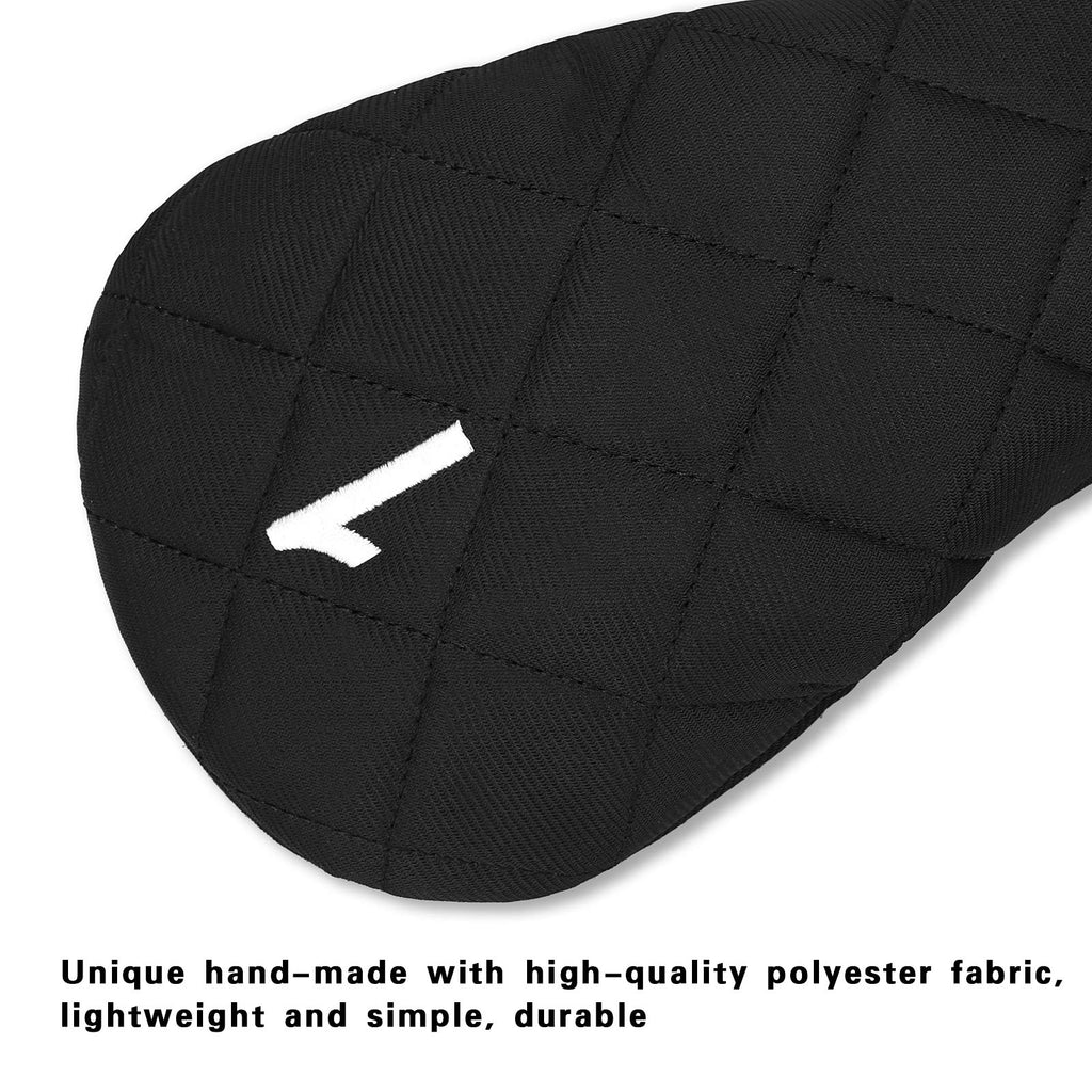 Golf Head Covers (3Pcs) Driver Fairway #3 Hybrid For Club Mens (Black)