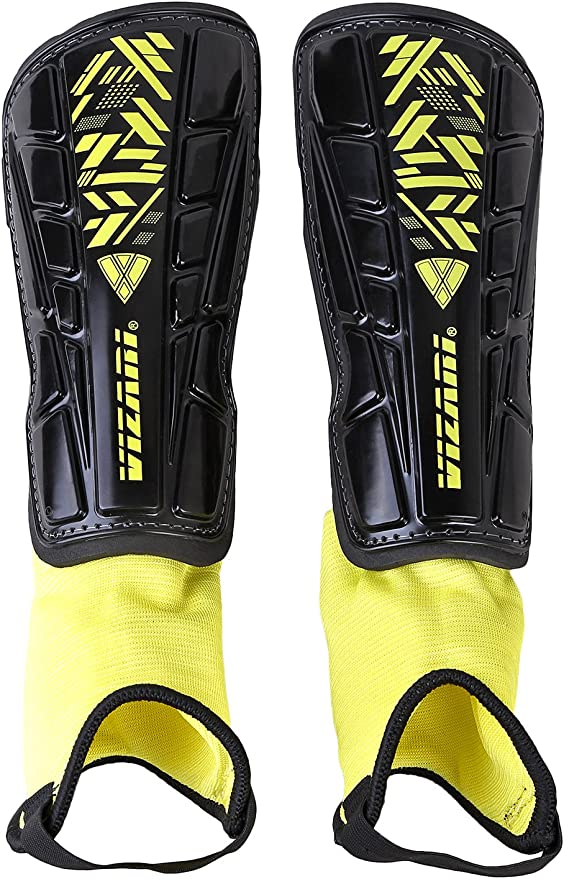 Malaga Soccer Shin Guard with Adjustable Straps-Yellow/Black - Vizari Sports
