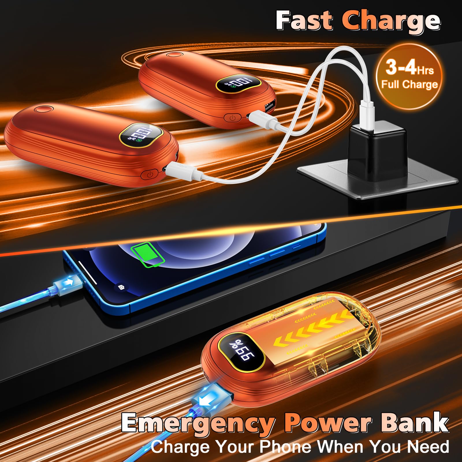 Hand Warmers - 14000Mah Hand Warmers Rechargeable Up To 18Hrs Warmth, Electric Hand Warmer Reusable Heat Up To 131?, Rechargeabl