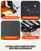 Sportneer Heated Stadium Seats with Back Support: 6 Adjustable Angles Extra Wide Bleacher Seat with Dual Heating Zones - 2.5 Pad