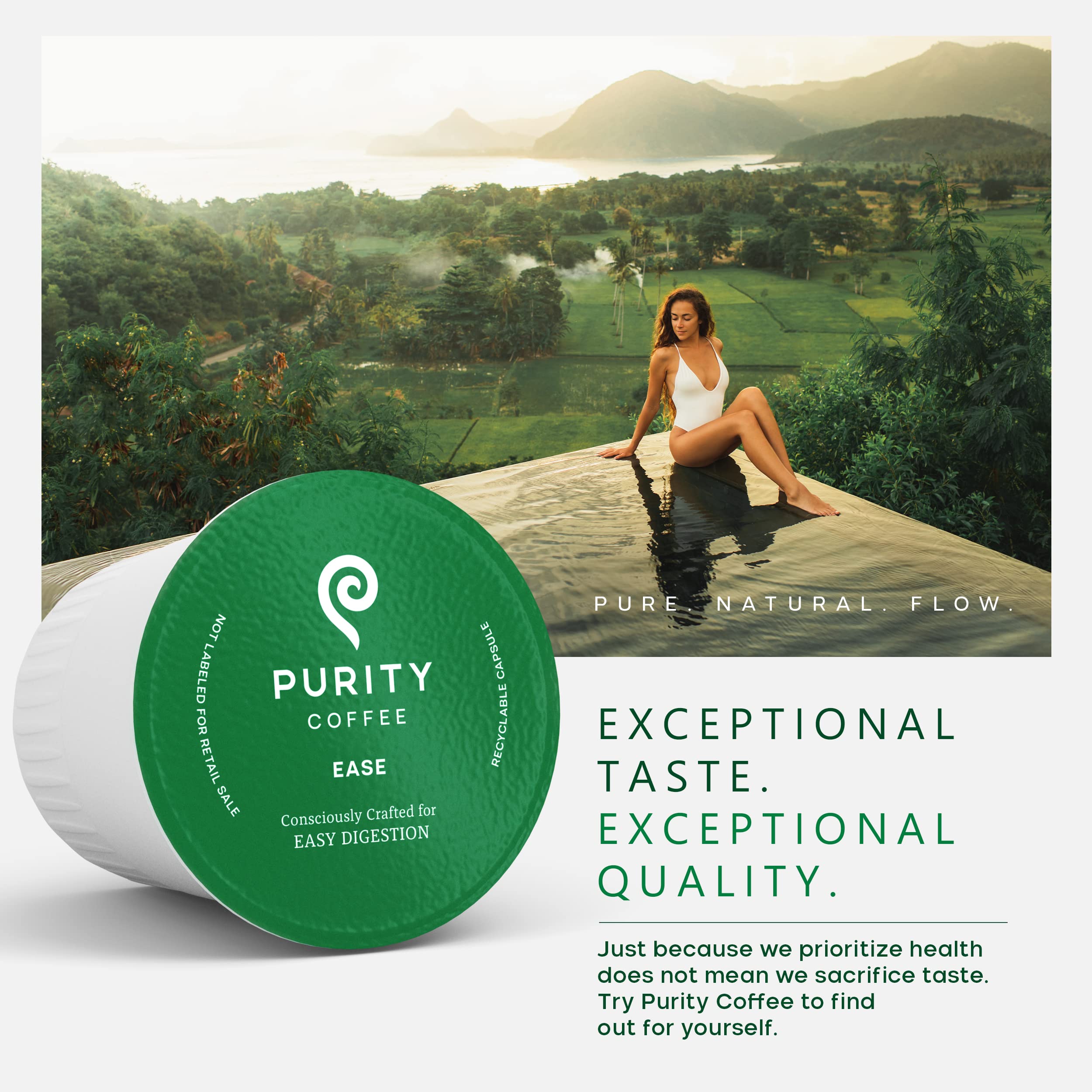 Purity Coffee Ease Dark Roast Low Acid Organic Coffee - Usda Certified Organic Specialty Grade Arabica Single-Serve Coffee Pods