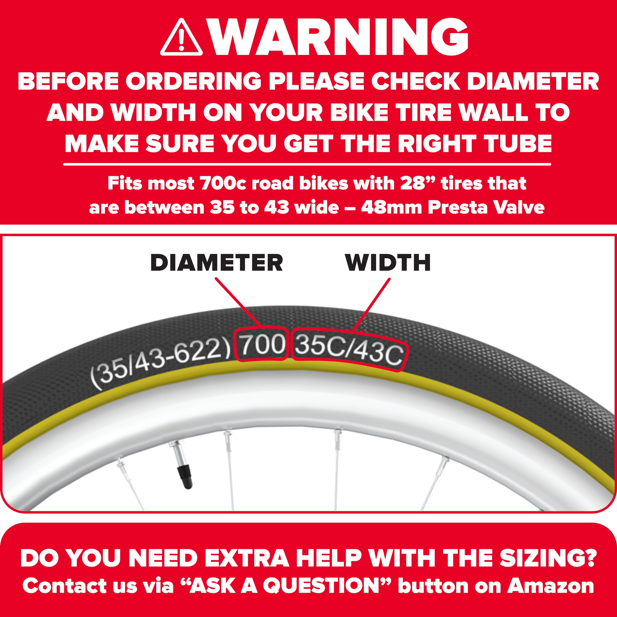 Ultraverse Bike Inner Tube For 700X35-43C, 28 Inch Bicycle Wheel Sizes With 48Mm Presta Valve - Butyl Rubber Tubes For Road And