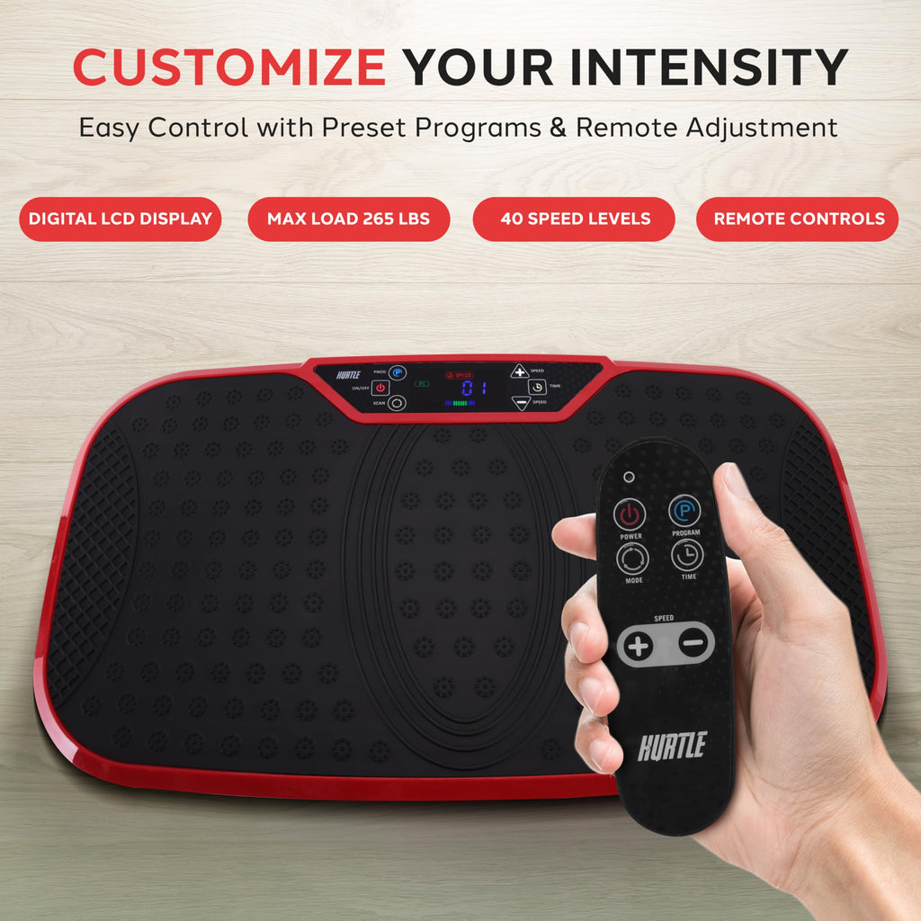 Hurtle Fitness Vibration Platform Machine - Home Gym Whole Body Shaker Exercise Machine Workout Trainer Fast Weight Loss with Re