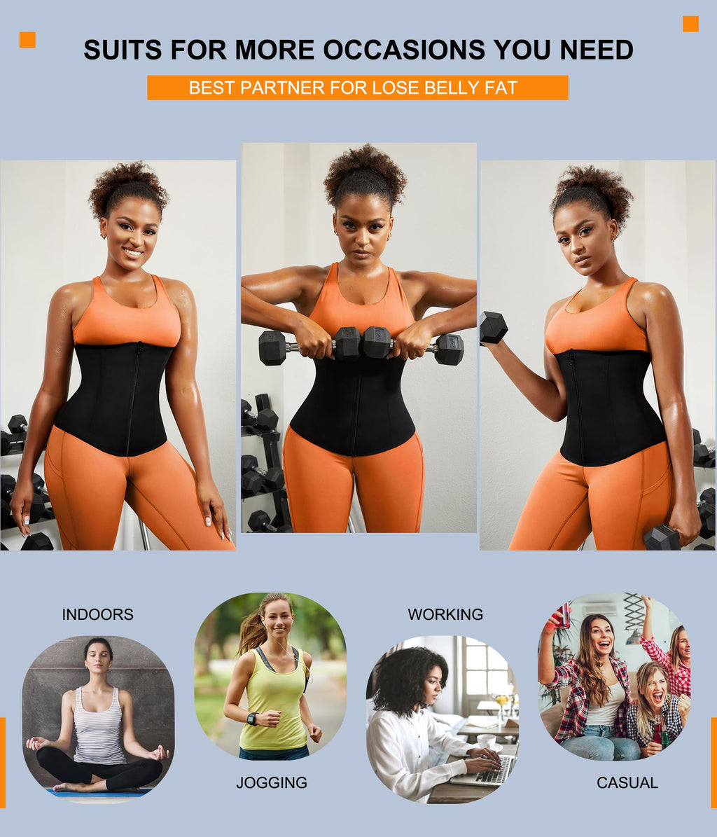 Traininggirl Women Waist Trainer Trimmer Corset Weight Loss Tummy Wrap Workout Belt Sweat Belly Band Sports Girdle Sauna Suit