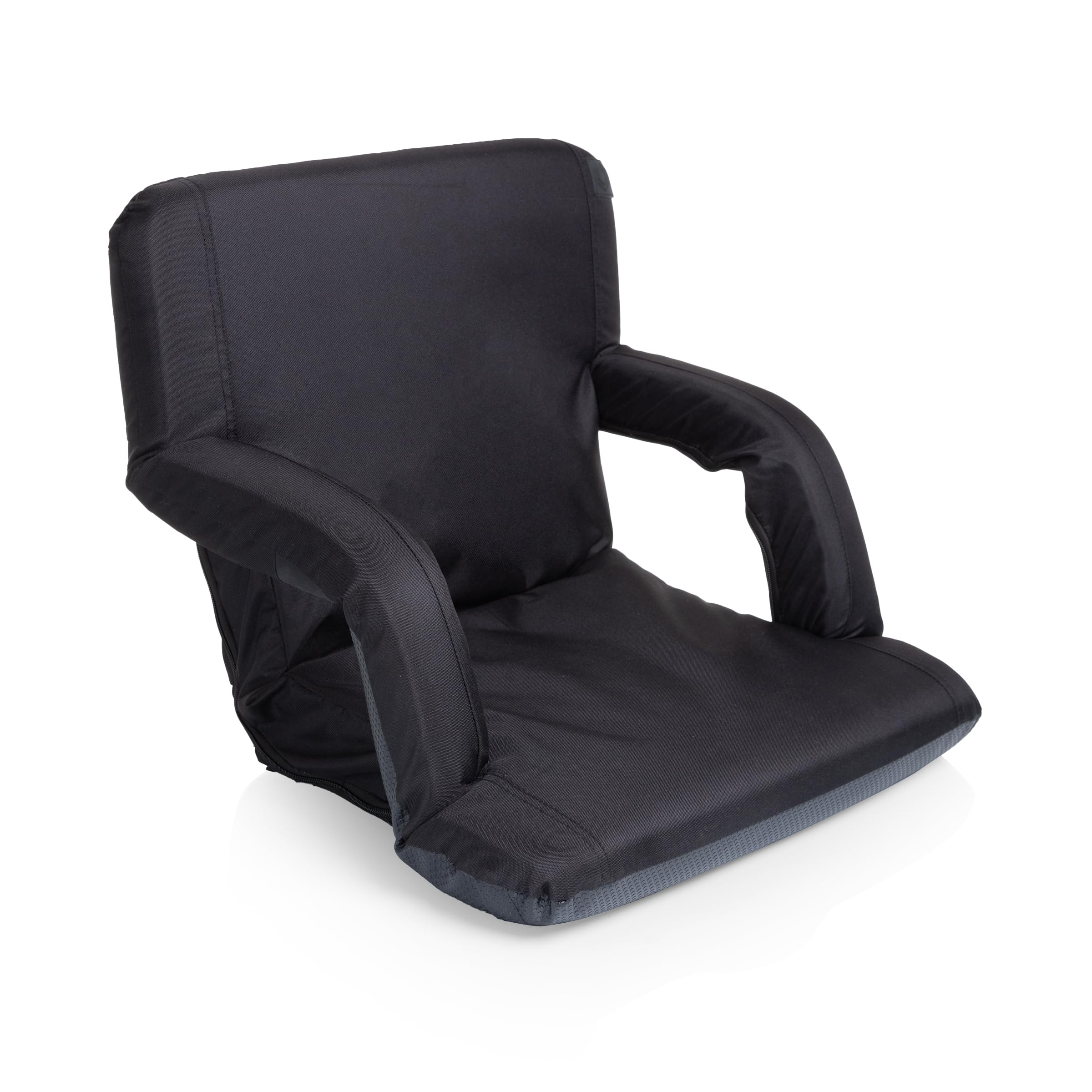 Oniva - A Picnic Time Brand Ventura Reclining Stadium Seat With Back Support - Bleacher Seat - Beach Floor Chair, (Black)