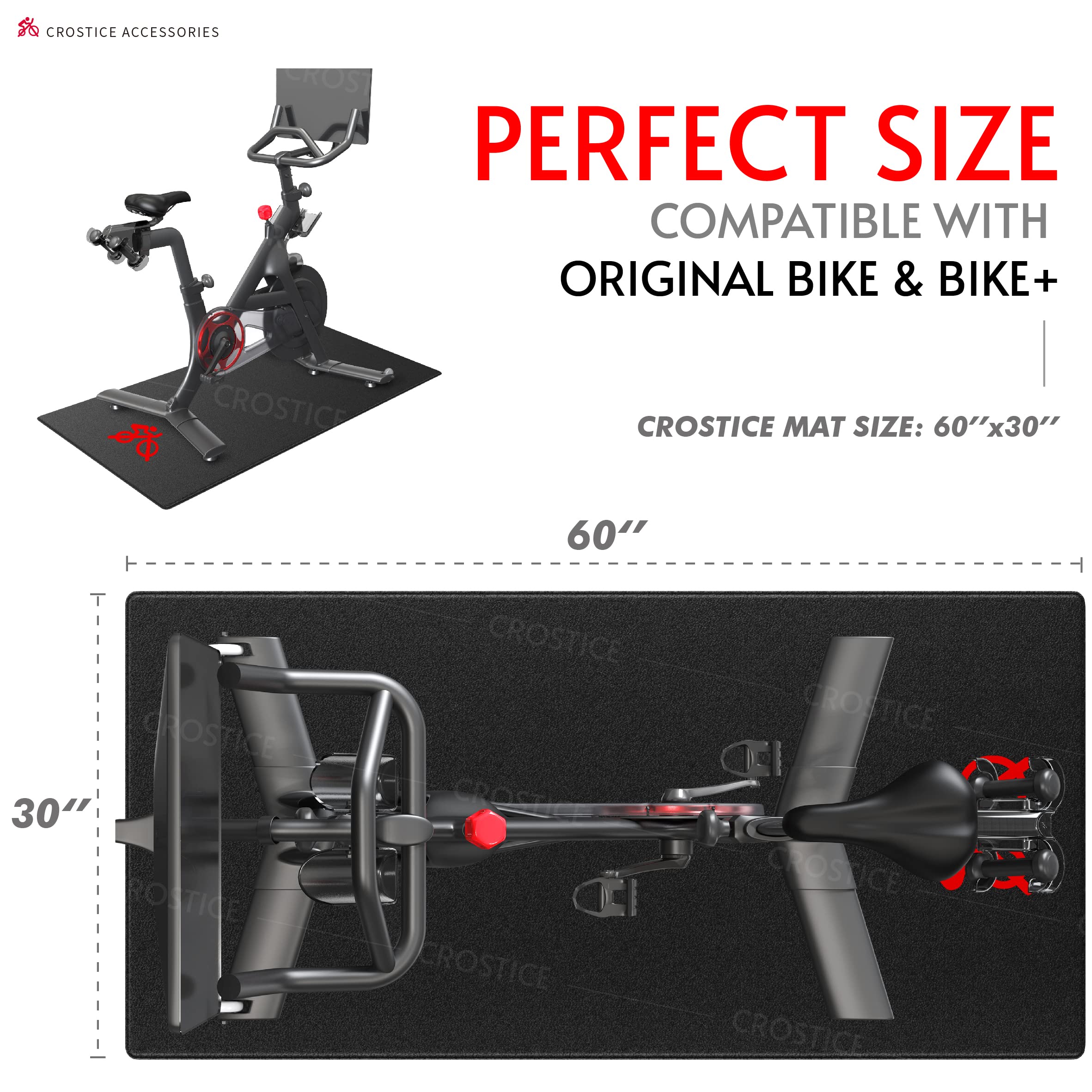 Bike Trainer Mat Compatible With Peloton Bike, For Treadmill & Row, Thk 6Mm, Under Mat Protect Hardwood Floor Carpet, Trainer Ac