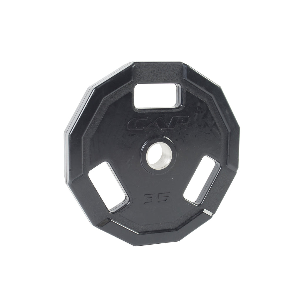 Cap Barbell 12-Sided Rubber Olympic Grip Weight Plates, Black, Single, 35 Pound