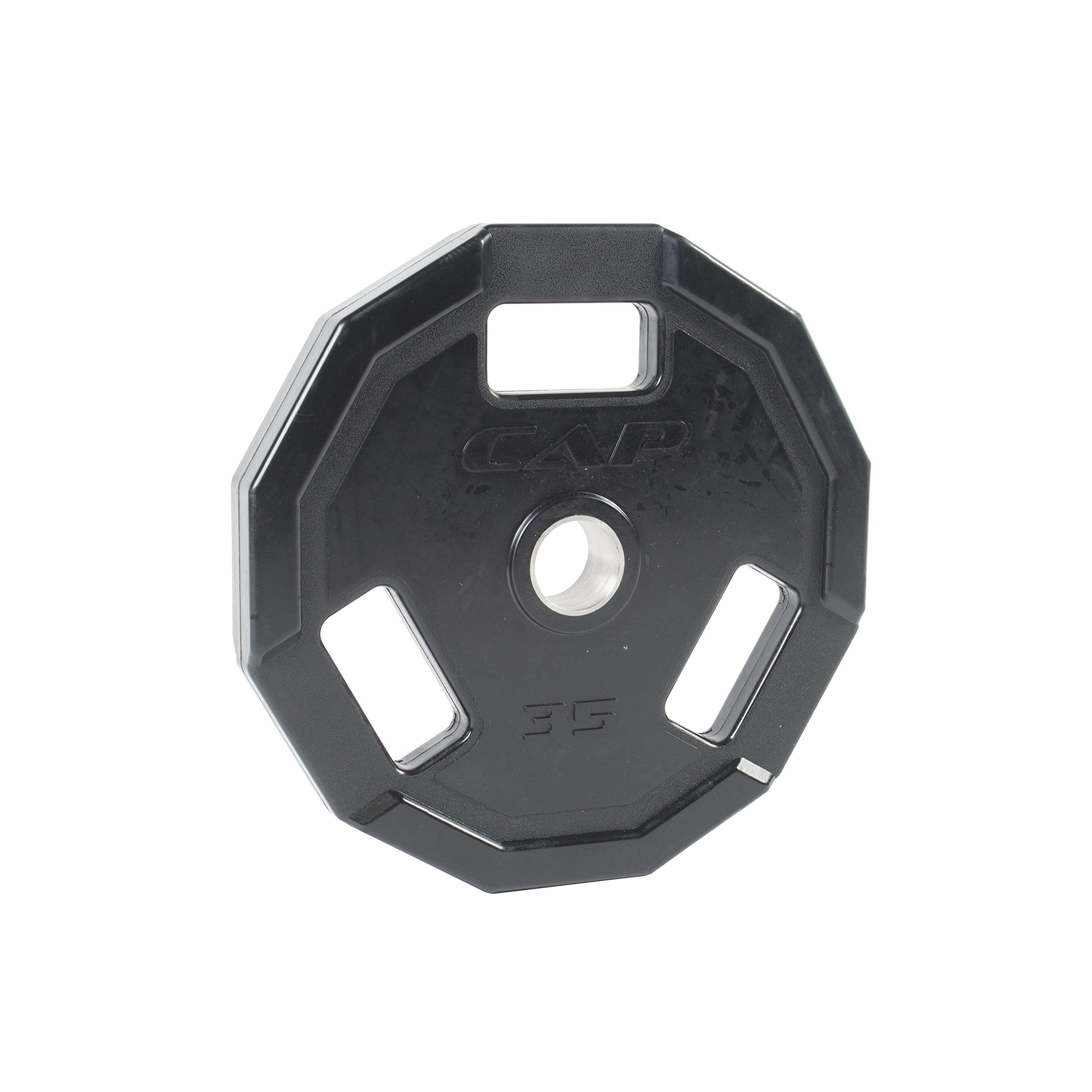 Cap Barbell 12-Sided Rubber Olympic Grip Weight Plates, Black, Single, 35 Pound
