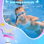 Vvinca Kids Swim Goggles With Fabric Strap No Tangle Pain-Free, Anti-Fog Swimming Pool Goggle No Leak For Toddlers Girls Boys