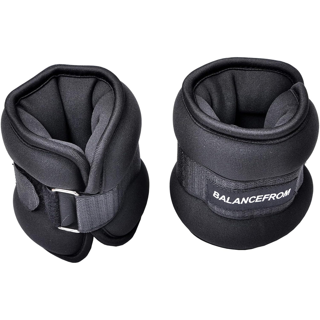 Signature Fitness Fully Adjustable Ankle Wrist Arm Leg Weights, 4 lbs each (8-lb pair), Black