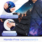 Kingcamp Ultralight Camping Blanket, Packable Down Alternative Puffy Printed Wearable Blanket With Snap Buttons & Corner Loops W