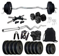 Star X Home Gym Kit For Men & Women | Exercise Equipment | 3Ft Curl Rod, Pvc Dumbbell Plates, Leather Gym Gloves, Gym Bag, Skipp