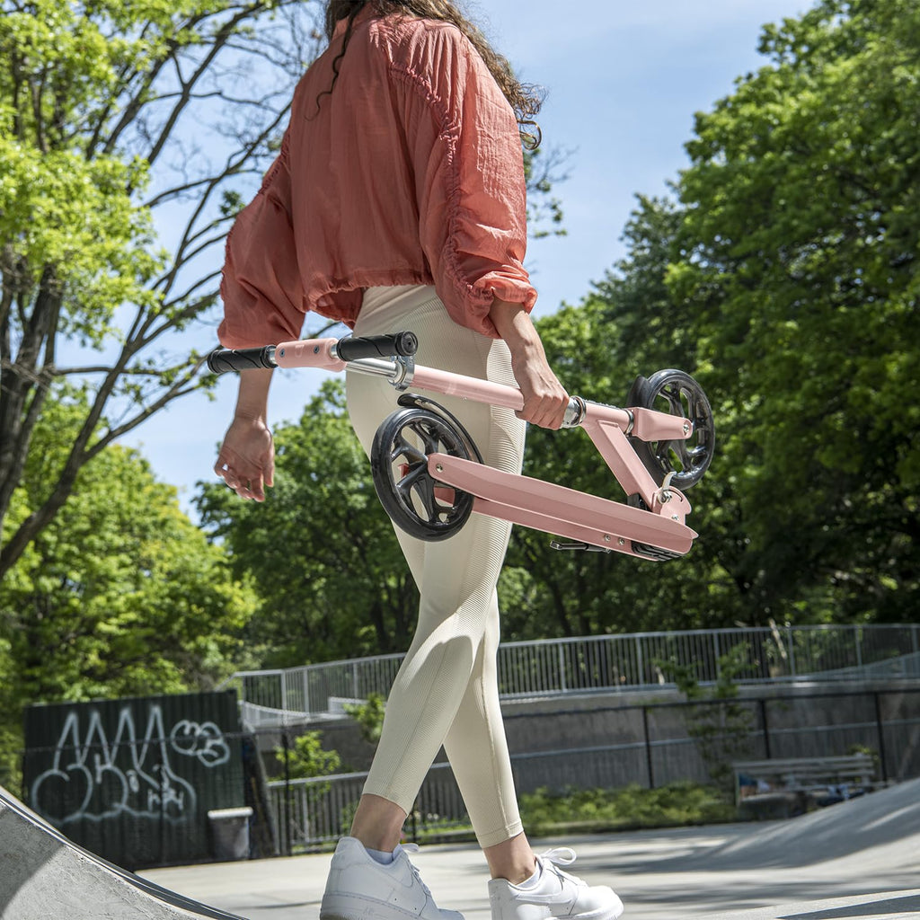 Jetson Hex 2-Wheel Kick Scooter, Sturdy Wide Deck, Rear Brake, Easy-Folding Mechanism, Kickstand, Ages 8+ Pink, JHEX-RGD