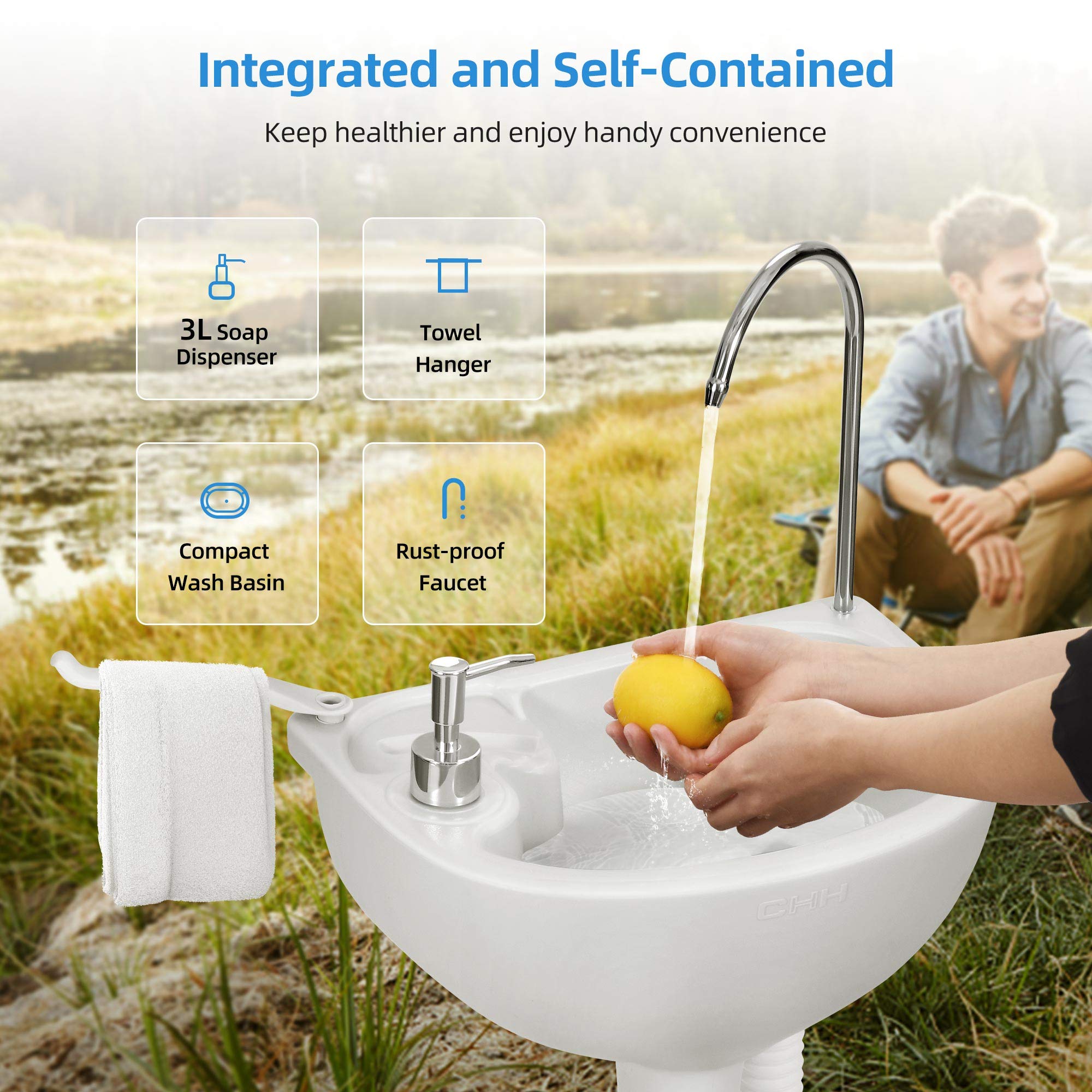 Yitahome Portable Sink And Toilet, 17 L Hand Washing Station & 5.3 Gallon Flush Potty,For Outdoor,Camping, Rv, Boat, Camper, Tra
