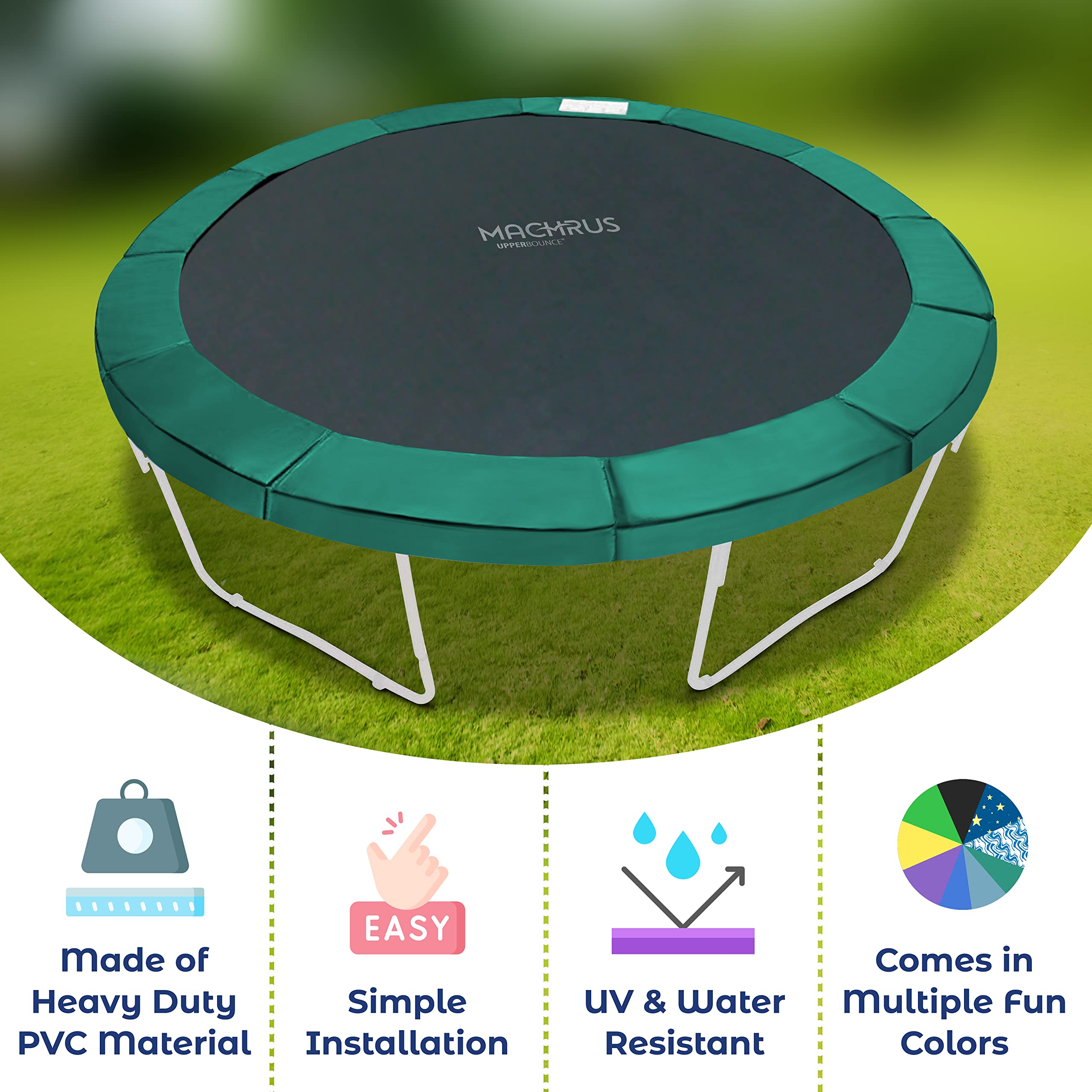 Upper Bounce Machrus Replacement Spring Cover - Safety Pad, Fits Only Brand 8X14 9X15 10X17 Ft Rectangular Trampoline Frames