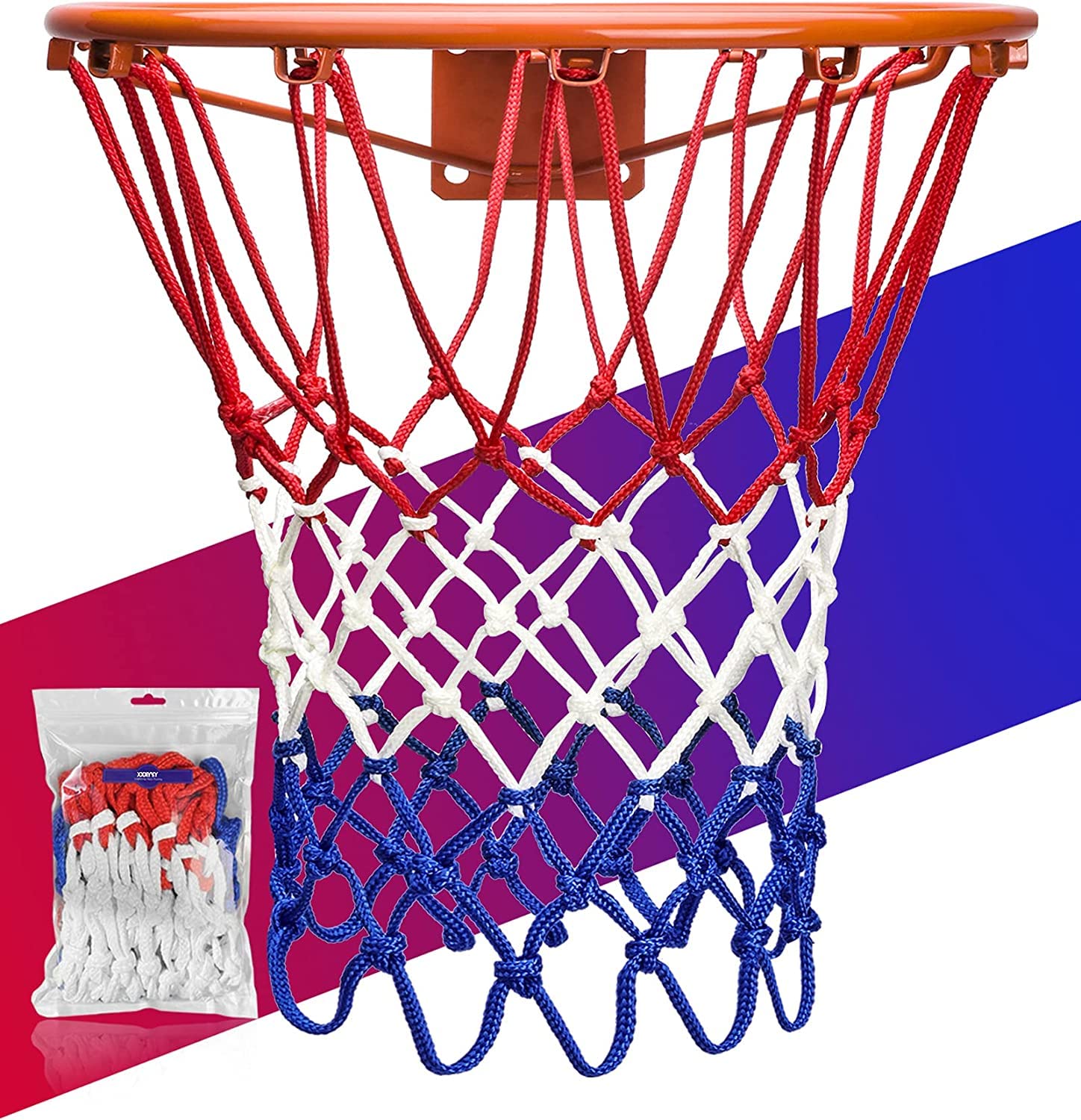 Basketball Net Super Strength - 5 Colors -Standard Indoor or Outdoor Rims - Professional Grade- Popular Team Colors (Red, White 