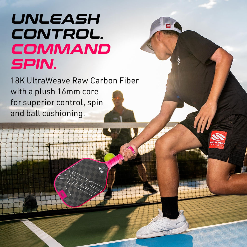 Selkirk Sport Slk Halo Control Xl Pickleball Paddle | Raw Carbon Fiber Pickleball Paddles With A Rev-Core Power Polymer Core | D