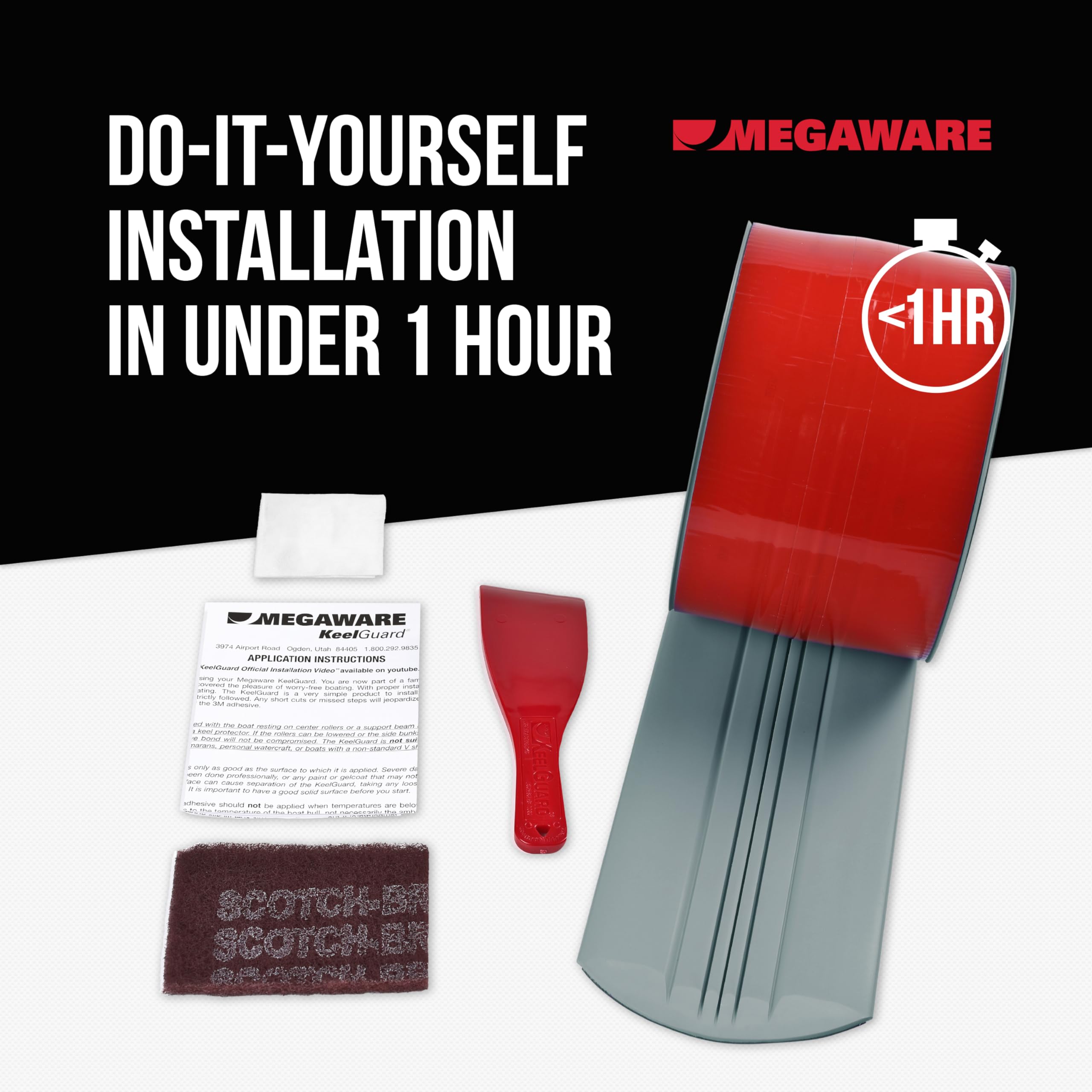 Megaware Keelguard Boat Keel And Hull Protector, 4-Feet (For Boats Up To 14Ft), Gray