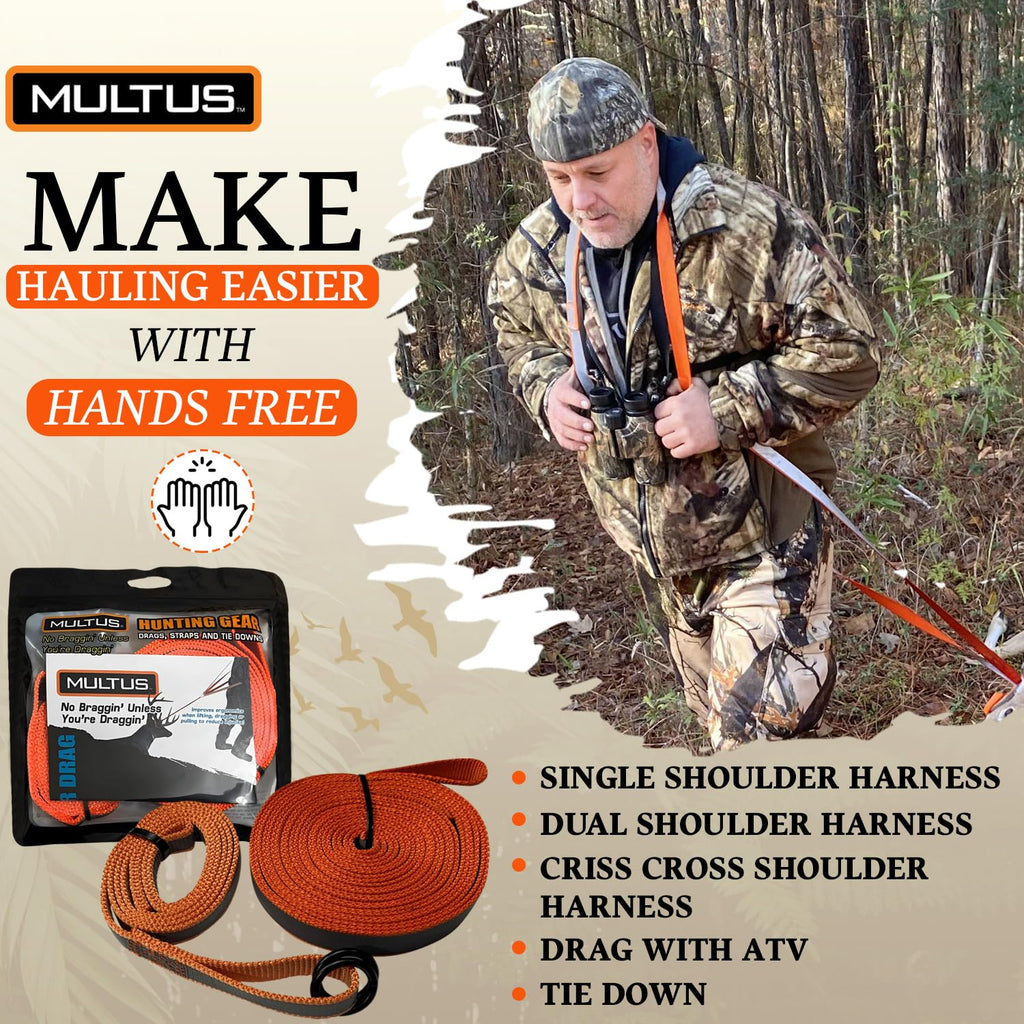 Multus Deer Drag Harness Quick And Easy To Use Hunting Gear For Deer Hunters - 5 Pack