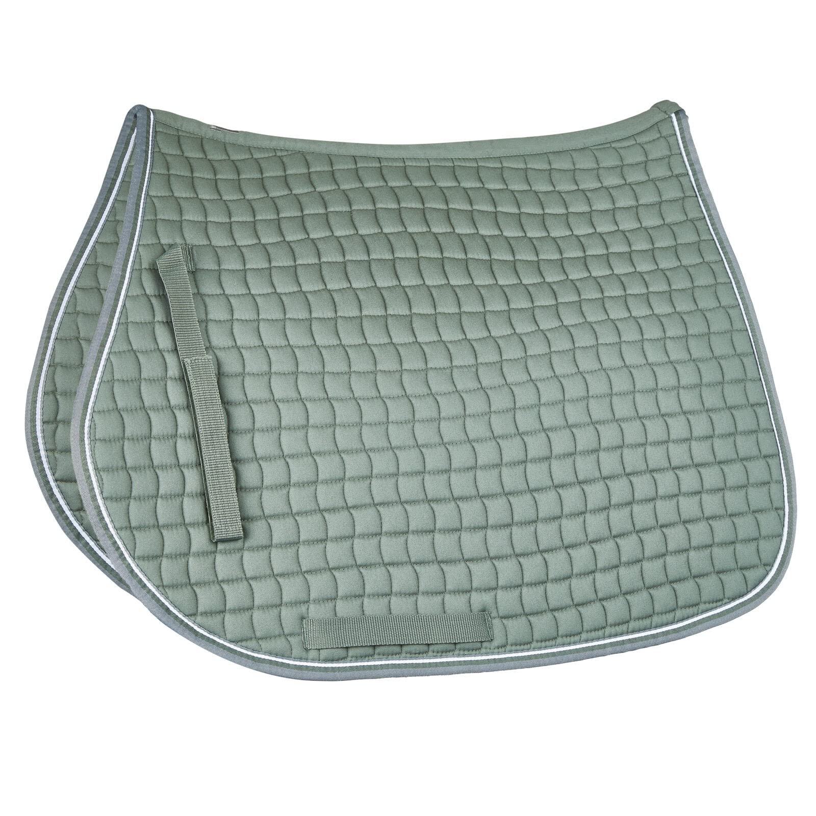 HORZE Adepto Padded All Purpose Quilted Equestrian Saddle Pad for Horses with Two-Tone Trim - Beetle Khaki Green - Horse