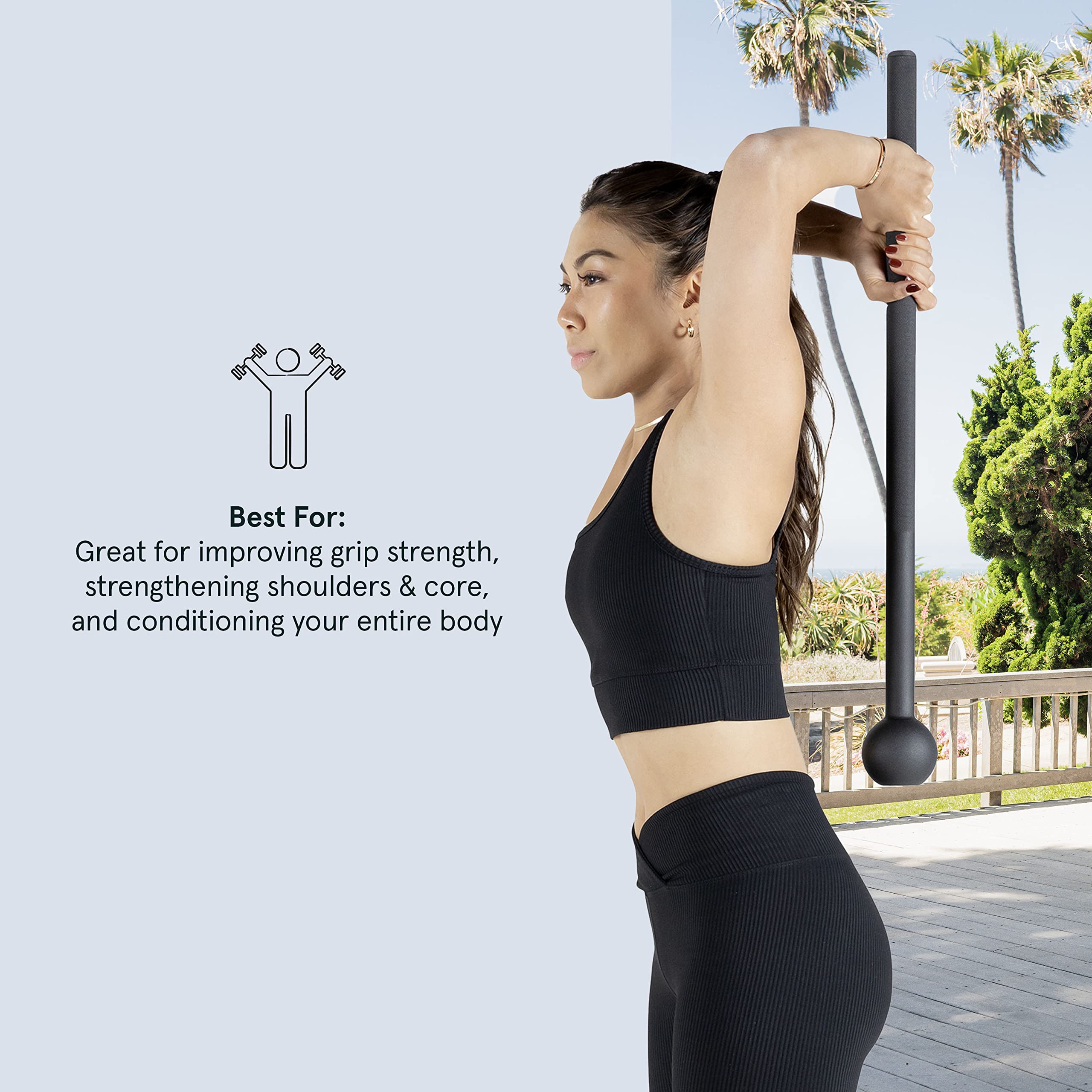 Retrospec Steel Macebell 5 To 30Lbs For Men, Women Steel Mace Strength Training, Full Body Workouts , Matte Black, 7 Lbs