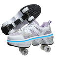 Kofuboke Led Women Deformation Roller Skate Shoes,Double-Row Walking Shoes With Invisible Wheels (Purple, 5.5)