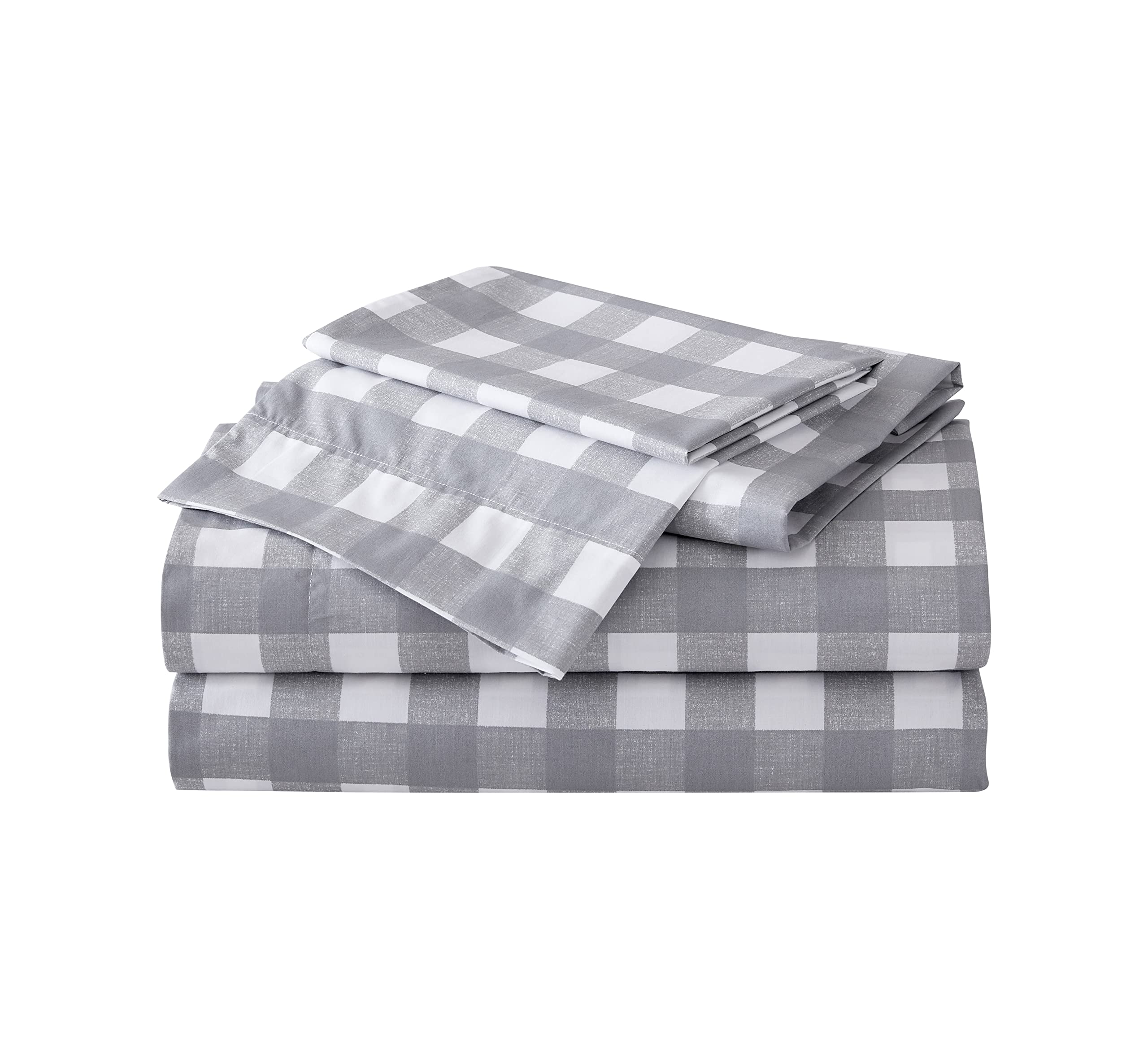 Eddie Bauer Home Sheets Cotton Percale Bedding Set, Crisp  Cool, Stylish Home Decor, King, Lakehouse Plaid Greywhite