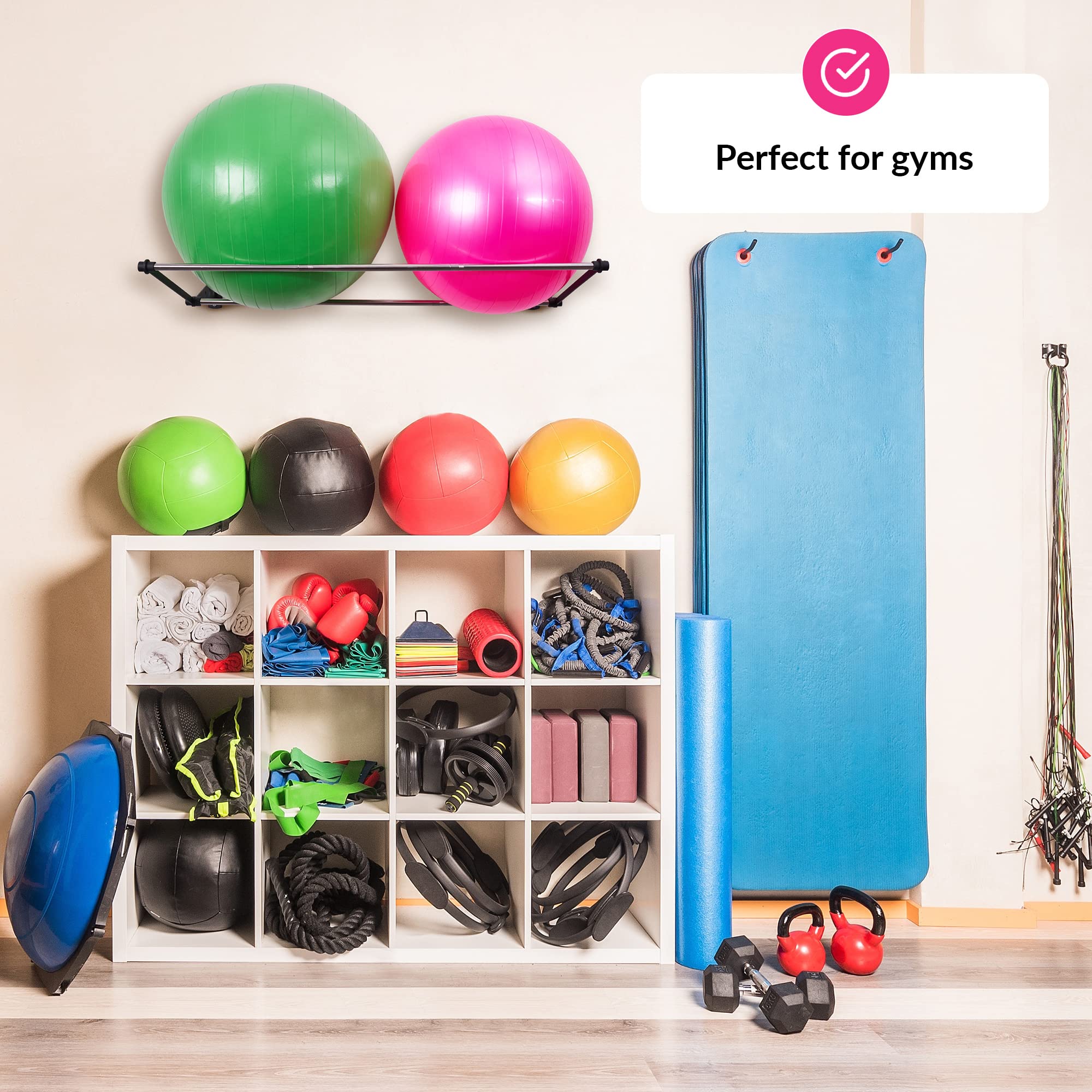 Exercise Ball Holder  Organize Your Space  Wall Mounted Ball Rack  Yoga Ball Holder  Exercise Ball Wall Mount  Fitness Ball Rack