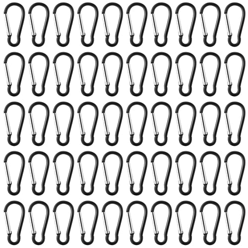 100Pcs Aluminum Carabiner Spring Clip Hook Keychain Buckle Pack Bulk For Camping Hiking Rv Fishing Traveling Backpack Bottle, Bl