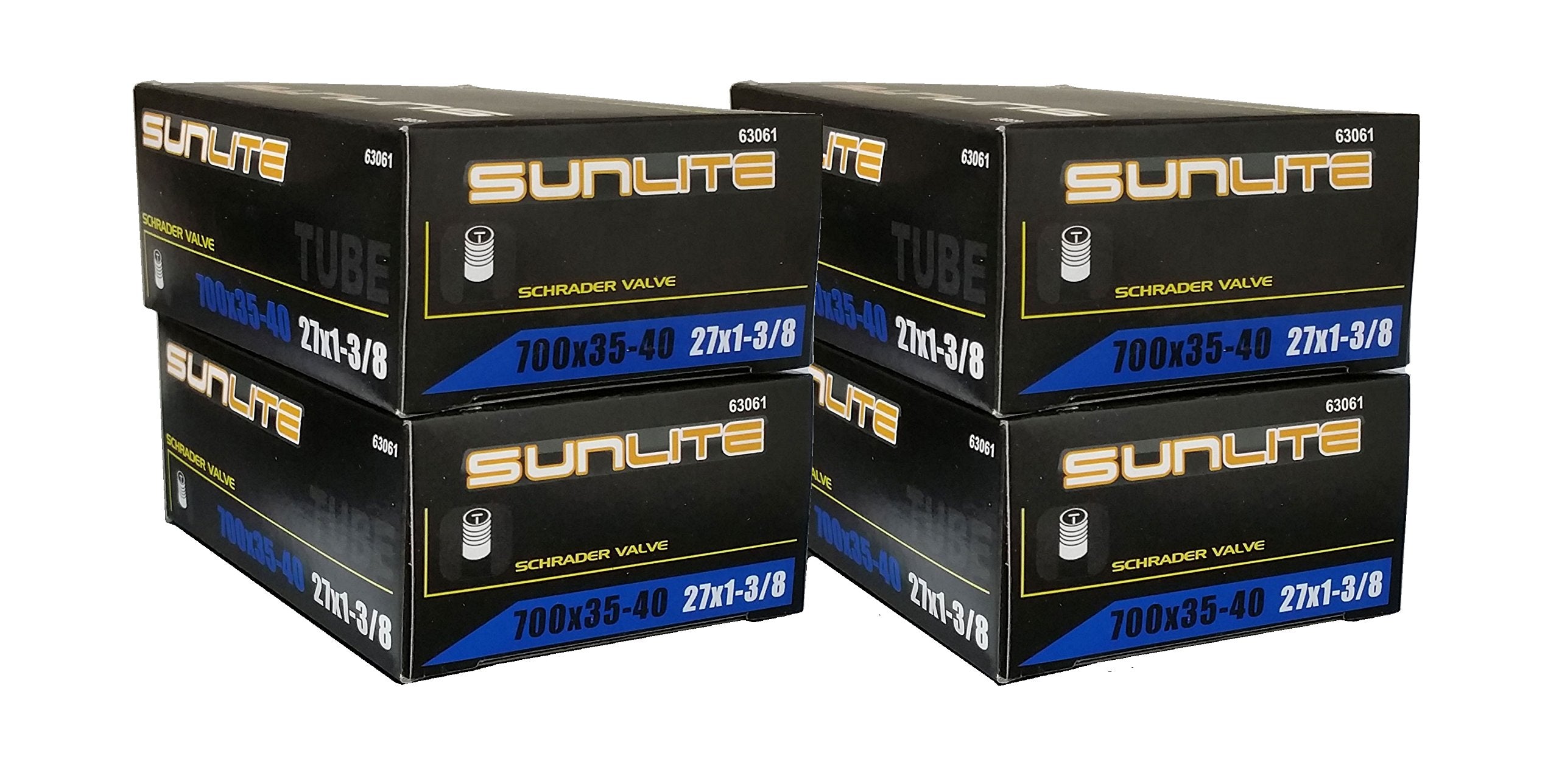 4 Pack Inner Tubes, 700 x 35-40 (27 x 1-3/8) Schrader Valve 32mm, Sunlite