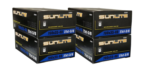 4 Pack Inner Tubes, 700 x 35-40 (27 x 1-3/8) Schrader Valve 32mm, Sunlite
