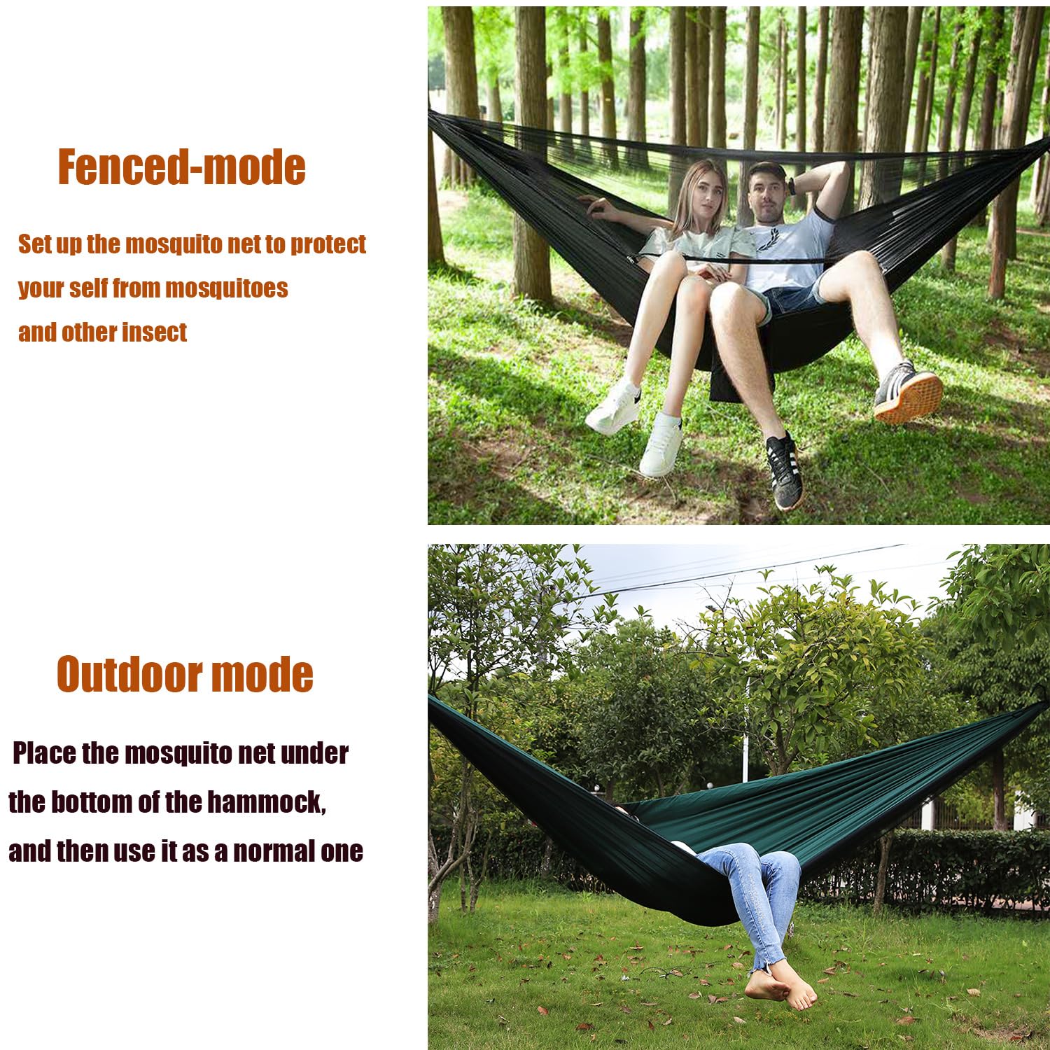Camping Hammock With Mosquito Net And Rain Fly - Travel Hammock Bug Net - Hammock Tent For Outdoor Hiking Backpacking Travel Cam