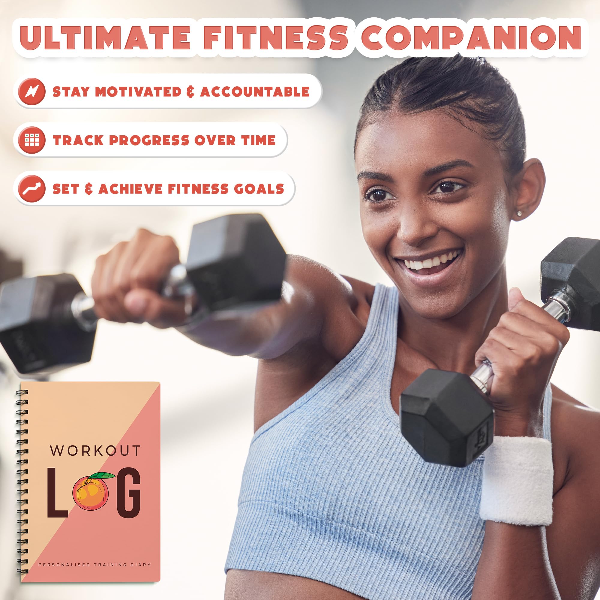 Workout Planner For Daily Fitness Tracking & Goals Setting (A5 Size, 6A X 8A, Peachy Pink), Men & Women Personal Home & Gym Trai