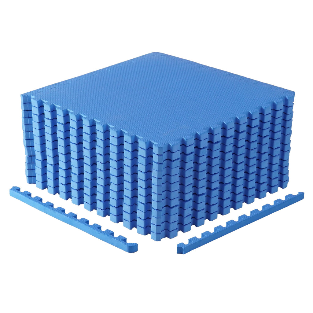 Cap Barbell 1-Inch Interlocking Eva Foam Exercise Puzzle Mats - 2 Pack | 24'' X 24'' X 1'' | T Pattern - Blue