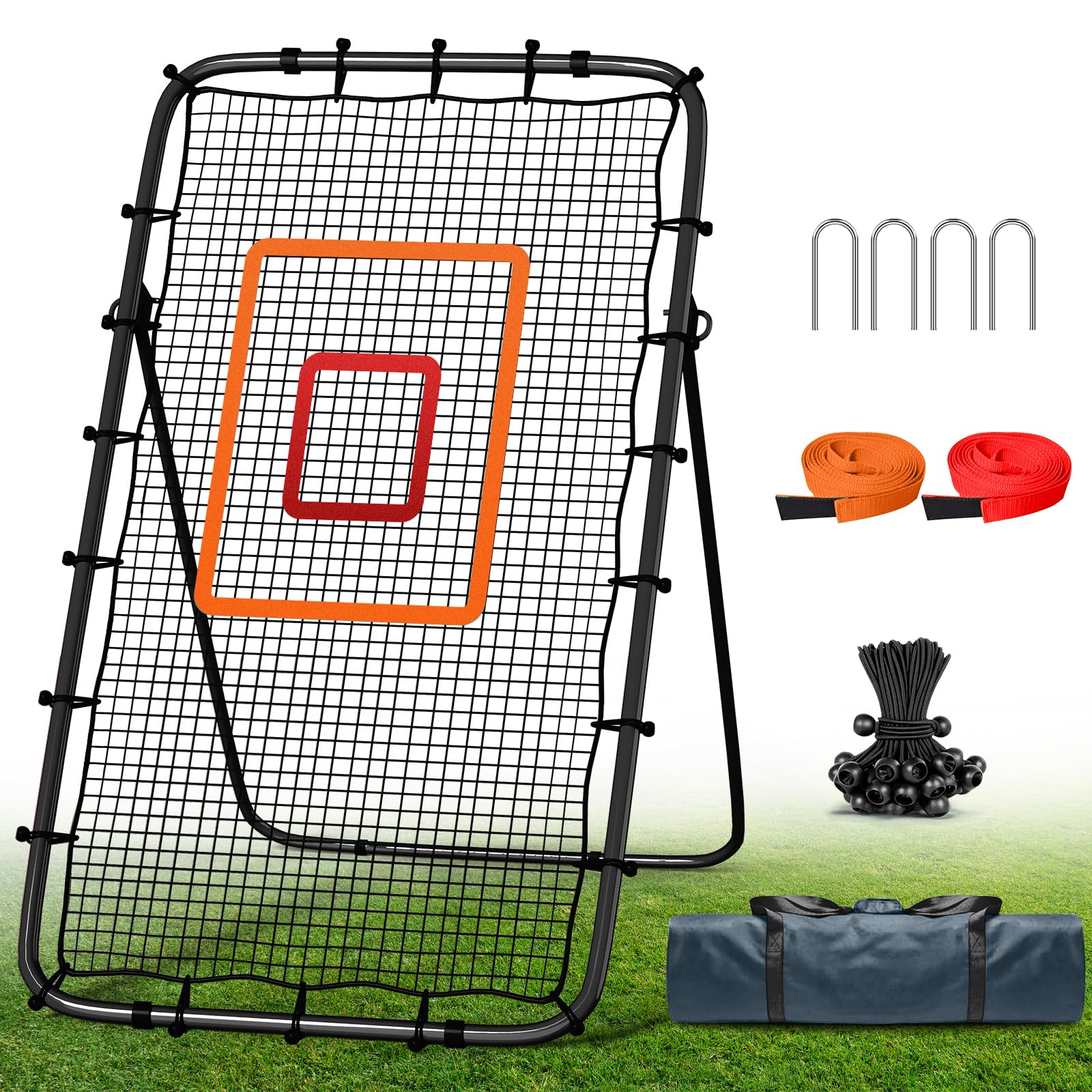 Volleyball Rebounder Net 7x4 Ft with Portable Travel Bag, 5-Angle Adjustable Rebounder Equipment for Practicing Digging, Setting