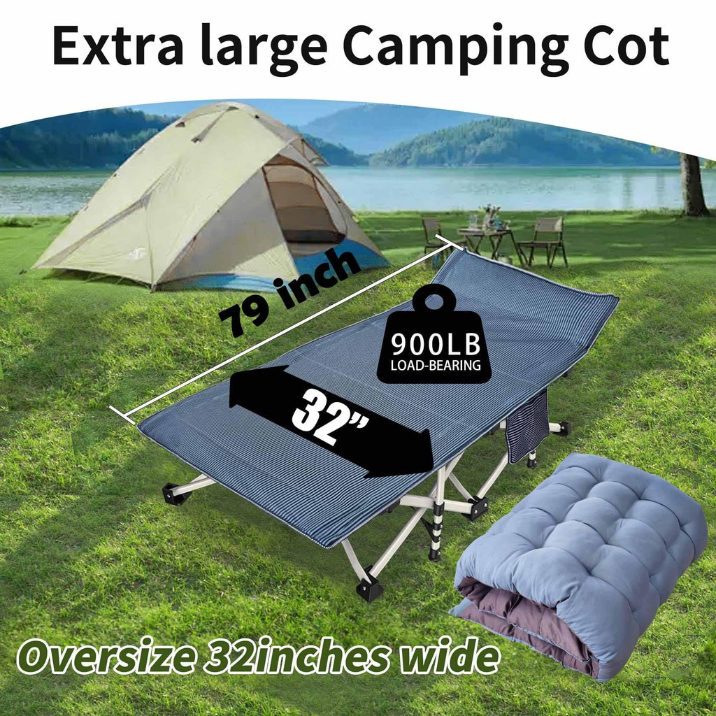 Colmerd 2 Pack Extra Wide Cot Xxl Sleeping Cots For Adults 79 L X 32 W X 18 H Camping Cot With Comfortable Mattress Camping Cots