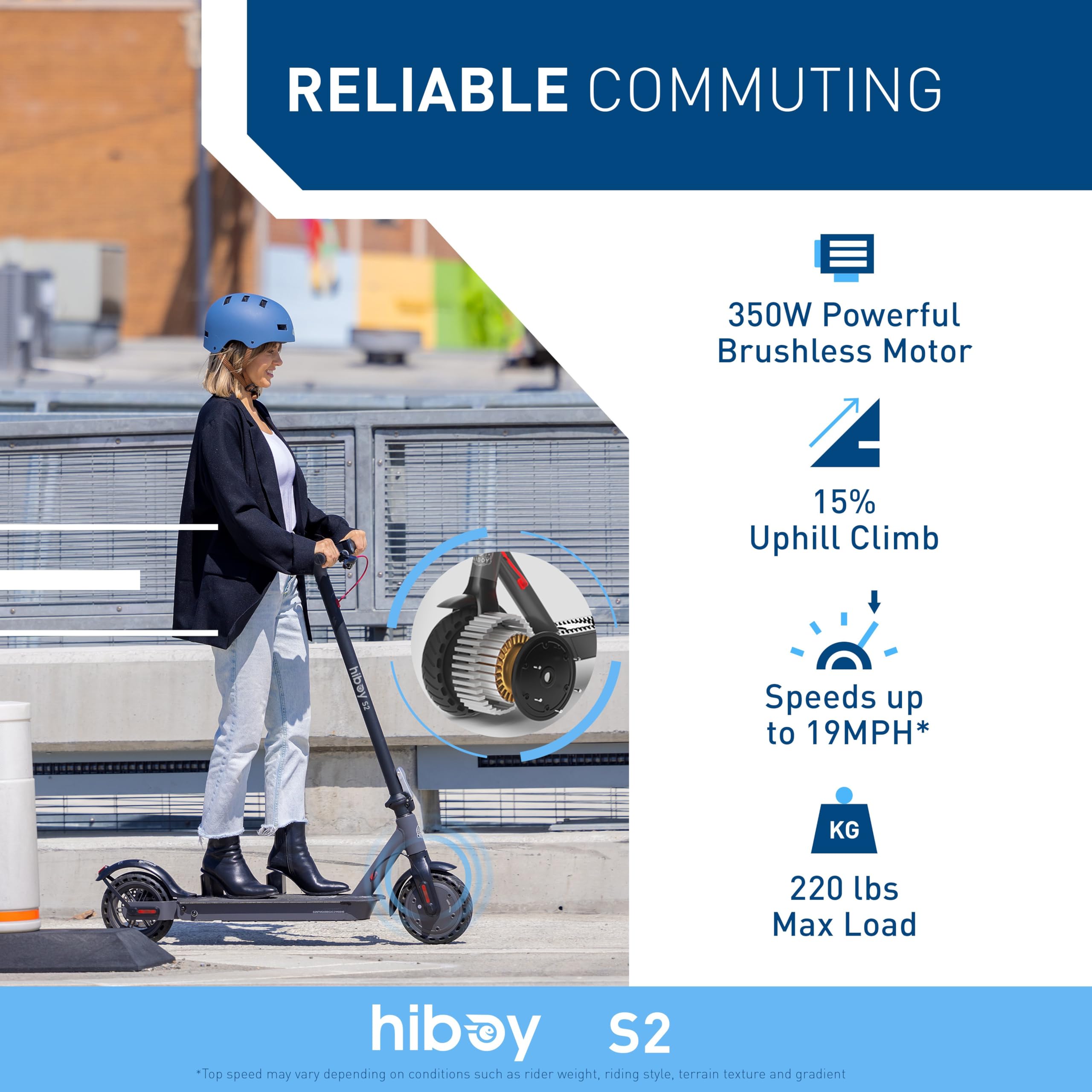 Hiboy Electric Scooter, 8.5 Tires, Up to 17 Miles Range, 350W Motor & 19 MPH Portable Foldable Commuting Electric Scooter for Ad