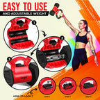 Combo Kettle Grip (Single) + Rubber Hex Dumbbell (Single) - 30Lbs - Red